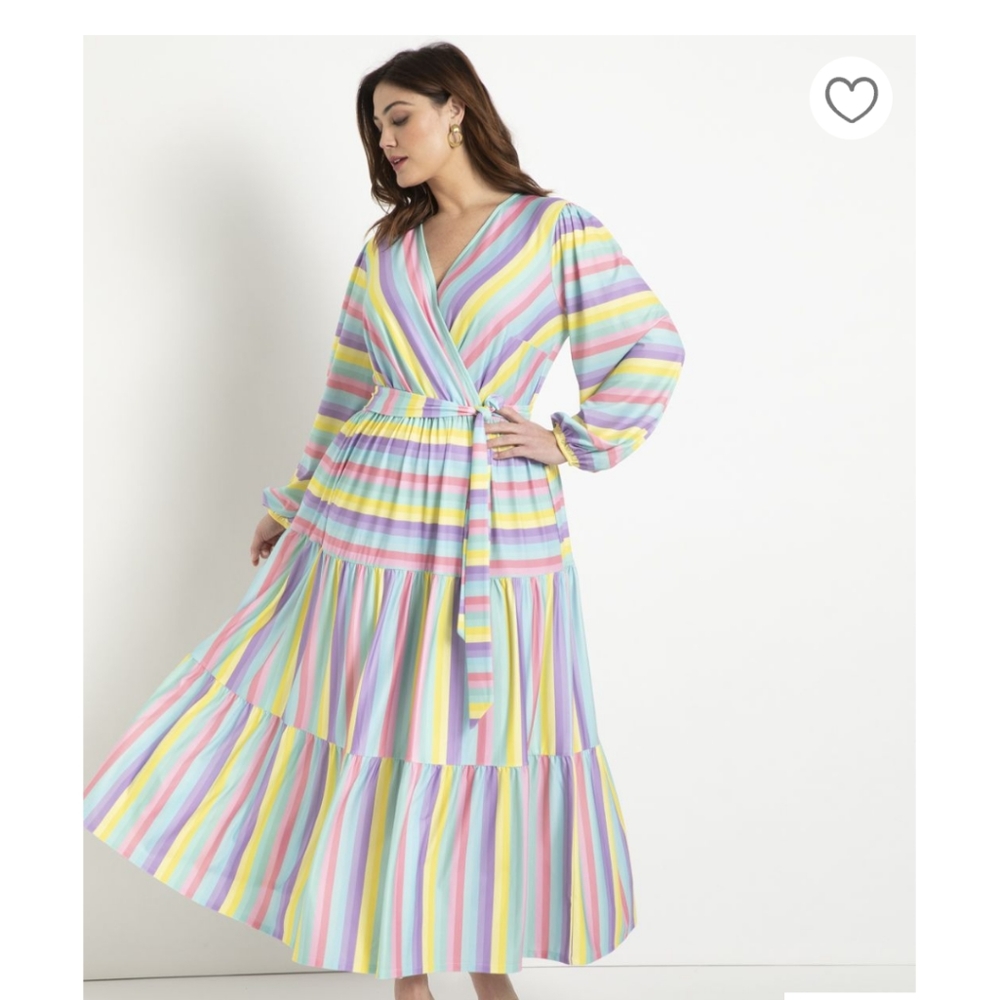 NWOT Eloquii Striped Tiered Maxi Dress size 20